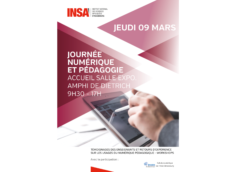 Affiche de la journée numérique et pédagogie du 09 mars 2017 à l'INSA Strasbourg